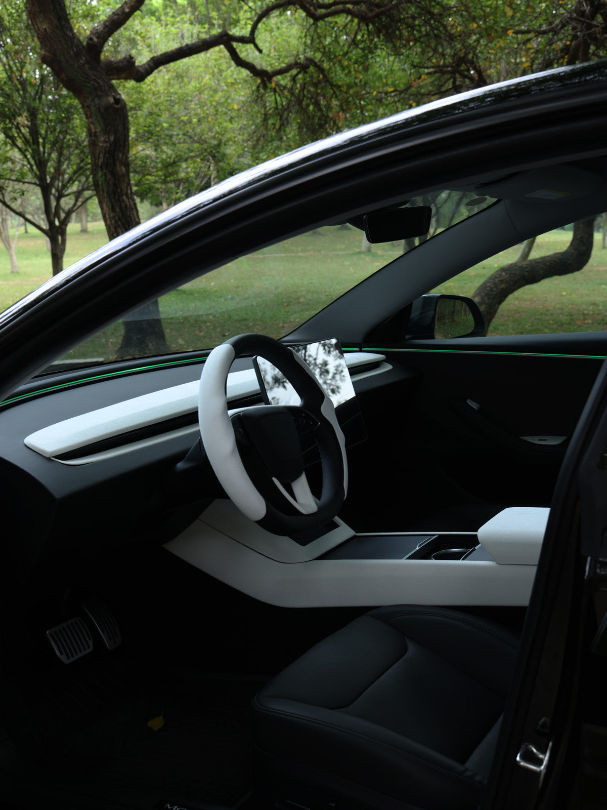 CiyaSuede Steering Wheel Upper Trim for Tesla Model 3 Highland 2025 2024