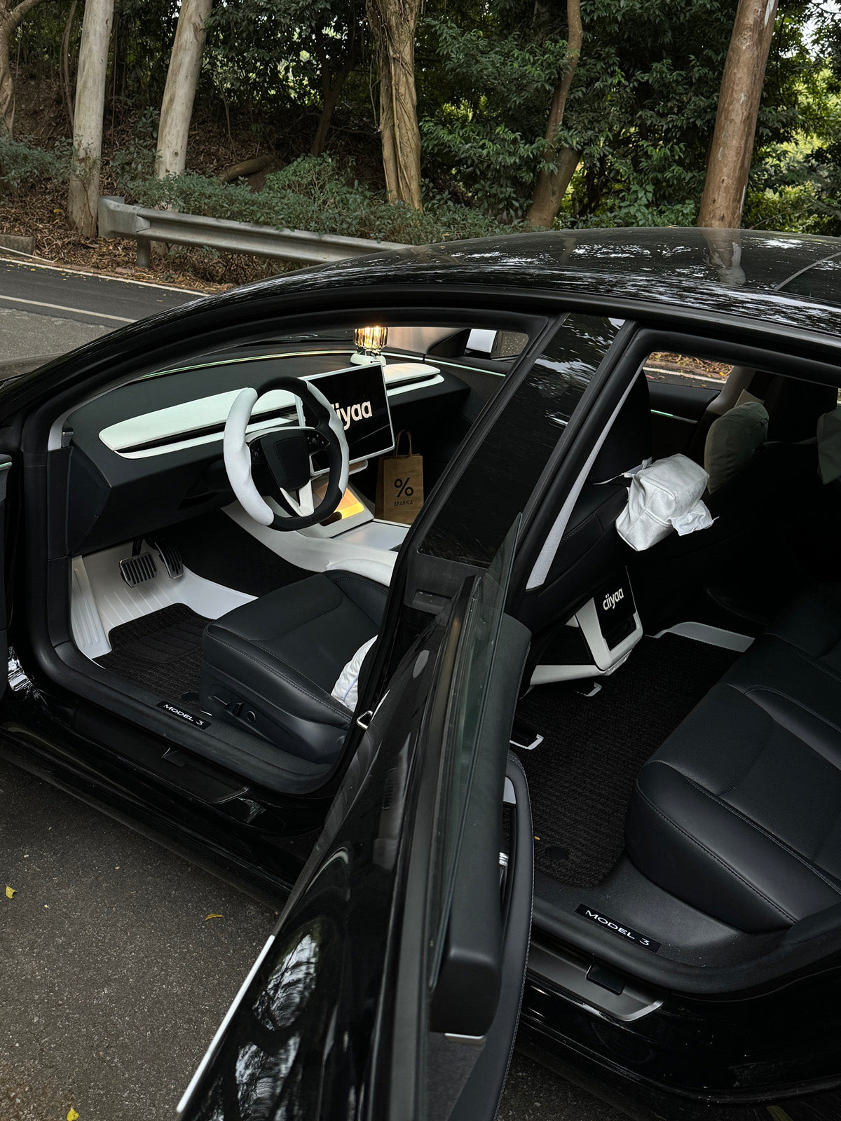 PureDeco Rear Center Console Anti-Kick Cover for Tesla Model 3 Highland 2025 2024